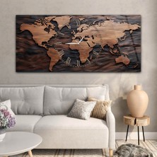 Marpanya Yatay Saatli Ortadan Vatan Temalı Cam Tablo YSOV119