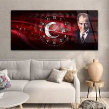 Marpanya Yatay Saatli Ortadan Vatan Temalı Cam Tablo YSOV141