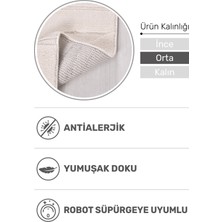 Ivona Kırık Beyaz Geometrik Çizgili Tozumaz Yumuşak Tuşeli Salon Halısı | Antialerjik ve Dayanıklı Kesme Halı
