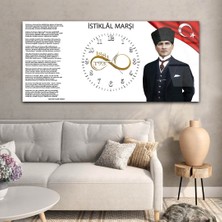 Marpanya Yatay Ortadan Saatli  Vatan Temalı Cam Tablo YSOV026