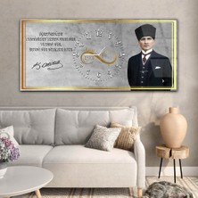 Marpanya Yatay Ortadan Saatli  Vatan Temalı Cam Tablo YSOV030