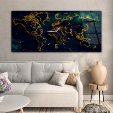 Marpanya Yatay Saatli Ortadan Vatan Temalı Cam Tablo YSOV109