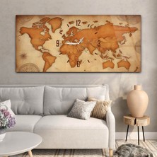 Marpanya Yatay Saatli Ortadan Vatan Temalı Cam Tablo YSOV111