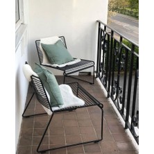 Yeni Nesil Balkon Sandalyesi Portatif Tel Model Balkon Sandalyesi (Siyah) 2 Adet