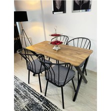 Mutfak Masa Takımı 60X120CM Yemek Masası x Metal Ayaklı Masa Seti 4 Güneş Sandalye Kumaş