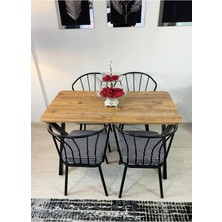 Mutfak Masa Takımı 60X120CM Yemek Masası x Metal Ayaklı Masa Seti 4 Güneş Sandalye Kumaş