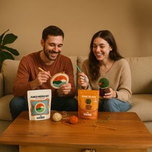 The Gookie 2'li Set, Ördek Amigurumi Örgü Kiti ve Punch Nakış Seti Hobi Örgü Seti
