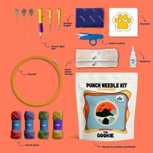 The Gookie 2'li Set, Ördek Amigurumi Örgü Kiti ve Punch Nakış Seti Hobi Örgü Seti