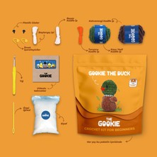 The Gookie 2'li Set, Ördek Amigurumi Örgü Kiti ve Punch Nakış Seti Hobi Örgü Seti