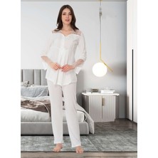 Dvina Effortt Lohusa Pijama Takımı Ekru - 8018