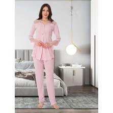 Dvina Effortt Lohusa Pijama Takımı Pudra - 8018
