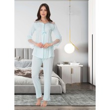 Dvina Effortt Lohusa Pijama Takımı Turkuaz - 8018
