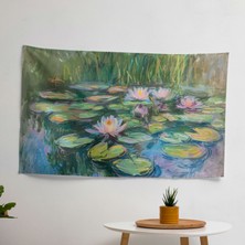 Modern Sanat Claude Monet Nilüferler Gölet Duvar Örtüsü - Canlı Süblimasyon Baskı - Pamuk