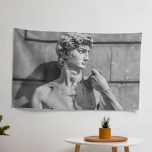 Michelangelo David Duvar Sanatlı Örtü -  Pamuk Sırtlı, Süblimasyon Baskı, Canlı Renkler