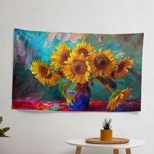 Vincent Van Gogh Ayçiçekleri Duvar Örtüsü -  Pamuk Sırt, Polyester Ön, Ranforce Kumaş,