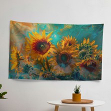 Psychedelic Ayçiçekleri Van Gogh Duvar Örtüsü |  Pamuk ve Polyester | Canlı Renkler |