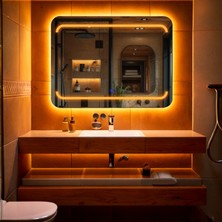 Recta Amber Led'li Lazer Kumlamalı Lavabo & Banyo Aynası (Dokunmatik Sensörlü)