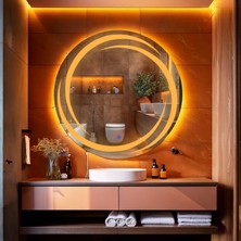 Flux Amber Led'li Lazer Kumlamalı Lavabo & Banyo Aynası (Dokunmatik Sensörlü)