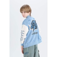 DeFacto Baskılı Kolej Yaka Bomber Ceket Erkek Çocuk D9832A825SP