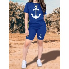 Aisha Elbise Kadın Kısa Kollu Çapa Baskılı Viskon Ikili Takım