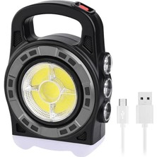 Powermaster HB-6678C Cob Ledli 20 Watt 3 Kademeli Şarjlı USB Çıkışlı Solar Lamba