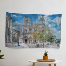 Empresyonist Katedral Duvar Sanatı Kumaş Örtü - Canlı Süblimasyon Baskı,  Pamuk Destek,