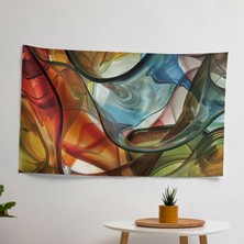 Modern Michelangelo Soyut Duvar Örtüsü -  Pamuk Sırt, Polyester Ön - Canlı Renkler - Hafif