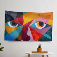 Soyut Geometrik Şekiller Duvar Örtüsü |  Pamuk Sırt | Canlı Polyester Ön Cephe | Ranforce