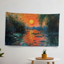 Renkli Gündoğumu Duvar Örtüsü -  Pamuk Sırt, Canlı Renkler, Süblimasyon Baskı - Yatak