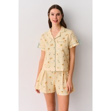 Suwen Orange Gömlek Yaka Şort Pijama Takımı