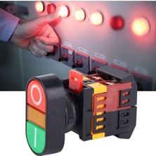 APBB-22/25N Çift Butonlu Çift Apbb-22, LED Işıklı Anahtar No+Nc Anlık Buton Anahtarı Kırmızı Veya Yeşil Butonla