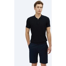 Lacivert Polo Yaka Desenli Triko