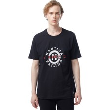 Nautica Erkek Siyah Standart Fit Kısa Kollu Baskılı T-Shirt