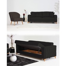 Nola Koltuk Takımı 3+1 & Bazalı Yataklı Koltuk & Kanepe - Keten