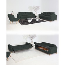 Nola Koltuk Takımı 3+3+1+1 & Bazalı Yataklı Koltuk & Kanepe - Keten