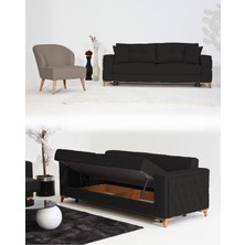 Velura Home & Living Nola Koltuk Takımı 3+1 & Bazalı Yataklı Koltuk & Kanepe - Keten