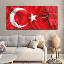 Marpanya Türk Bayrağı ve Atatürk Saatli Cam Tablo YSYV004