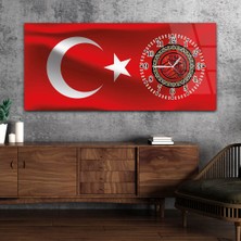 Marpanya Yatay Saatli Yandan Vatan Temalı Cam Tablo YSYV012