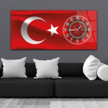 Marpanya Yatay Saatli Yandan Vatan Temalı Cam Tablo YSYV012