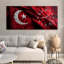 Marpanya Yatay Saatli Yandan Vatan Temalı Cam Tablo YSYV029