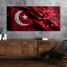 Marpanya Yatay Saatli Yandan Vatan Temalı Cam Tablo YSYV029
