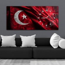 Marpanya Yatay Saatli Yandan Vatan Temalı Cam Tablo YSYV029
