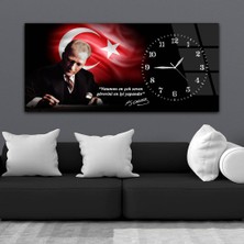 Marpanya Yatay Saatli Yandan Vatan Temalı Cam Tablo YSYV036