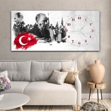 Marpanya Yatay Saatli Yandan Vatan Temalı Cam Tablo YSYV026