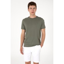 U.S. Polo Assn. Erkek Regular Fit Bisiklet Yaka Koyu Haki Basic Tişört 50297999-VR111