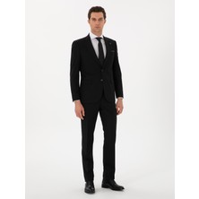 Cacharel Erkek Siyah Slim Fit Çizgili Yün Takım Elbise 50306796-VR046
