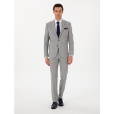 Cacharel Erkek Açık Gri Slim Fit Yün Takım Elbise 50300485-VR001