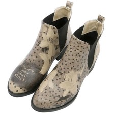 Kadın Vegan Deri Bej Bilekte Bot - Black Dress Tasarım