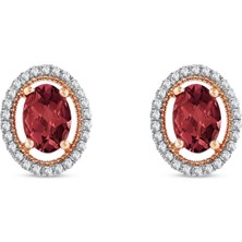 Oval Yakut Pırlanta Küpe