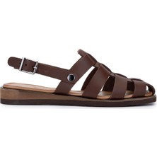 Tamer Tanca Kadın  Deri Kahverengi Düz Sandalet 1108 1504 Bn Sndlt Y25 Kahve Dr